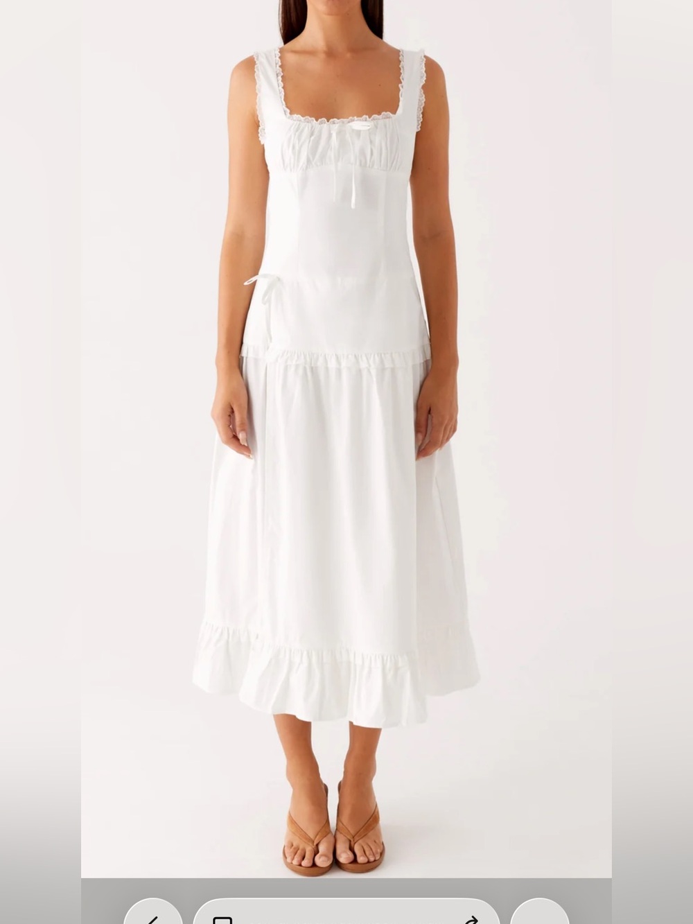 Peppermayo White Square-Neck Ruffle Midi Dress - Picture 5 of 5